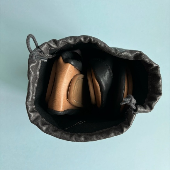 Packable Dark Grey Leather Ballet Flats - Picture 4 of 6